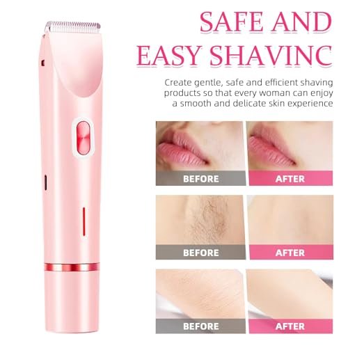 Bikini Trimmer for Women - 2 in 1 Electric Razor, Dermave Bikini Shaver, IPX7 Waterproof, Ceramic Blade, 120 Min Runtime, Ultra Low Noise (Pink) Avelisse