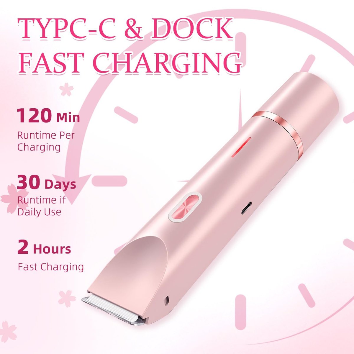 Bikini Trimmer for Women - 2 in 1 Electric Razor, Dermave Bikini Shaver, IPX7 Waterproof, Ceramic Blade, 120 Min Runtime, Ultra Low Noise (Pink) Avelisse