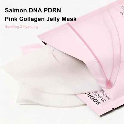 Bukamkom 4-Pack Salmon DNA (PDRN) Pink Collagen Jelly Mask - Soothing & Hydrating Gel Face Mask for Sensitive Skin, Korean Skincare Avelisse