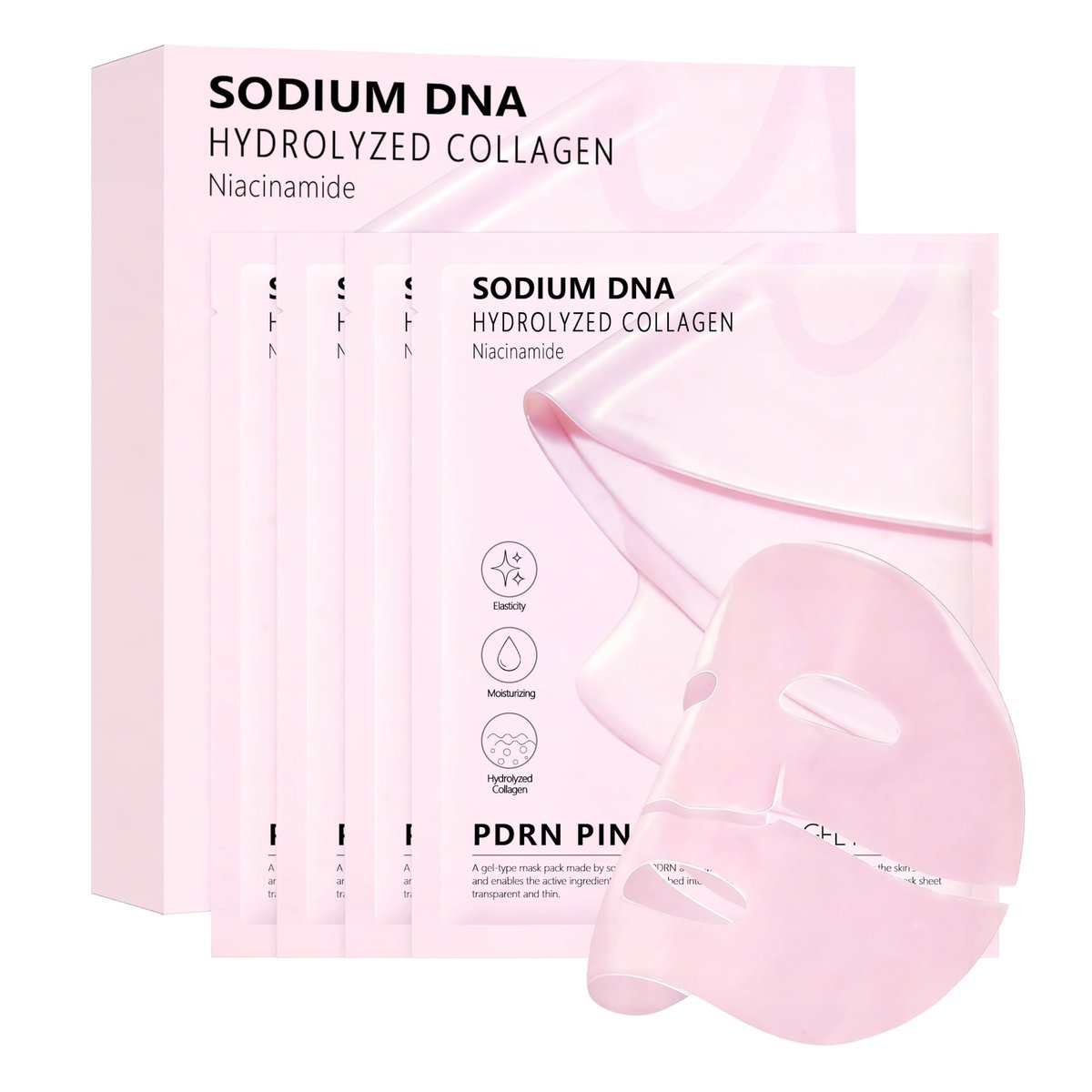 Bukamkom 4-Pack Salmon DNA (PDRN) Pink Collagen Jelly Mask - Soothing & Hydrating Gel Face Mask for Sensitive Skin, Korean Skincare Avelisse