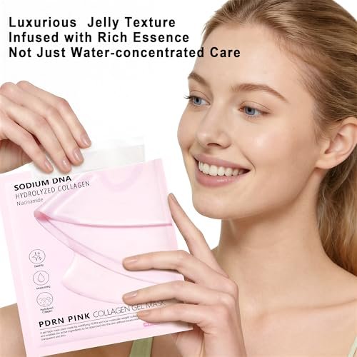 Bukamkom 4-Pack Salmon DNA (PDRN) Pink Collagen Jelly Mask - Soothing & Hydrating Gel Face Mask for Sensitive Skin, Korean Skincare Avelisse