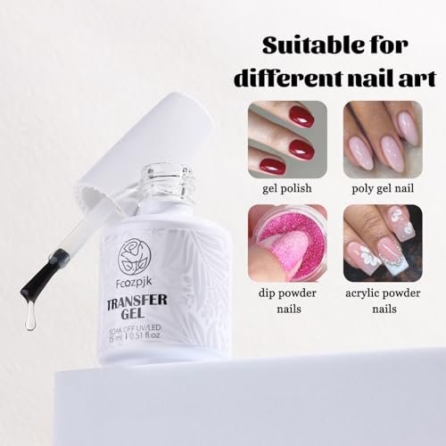 Fcozpjk Nail Foil Glue 15ML + 10PCS Black White Lace Foil Sheets – Strong Adhesion UV Cure Soak Off for Salon & Home DIY - görsel 8