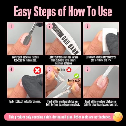 NOVO OVO Super Strong Nail Glue – 8ml Brush-On Adhesive for Press On Nails & False Tips, TPO & Hema Free, Quick Dry & Long Lasting - görsel 10