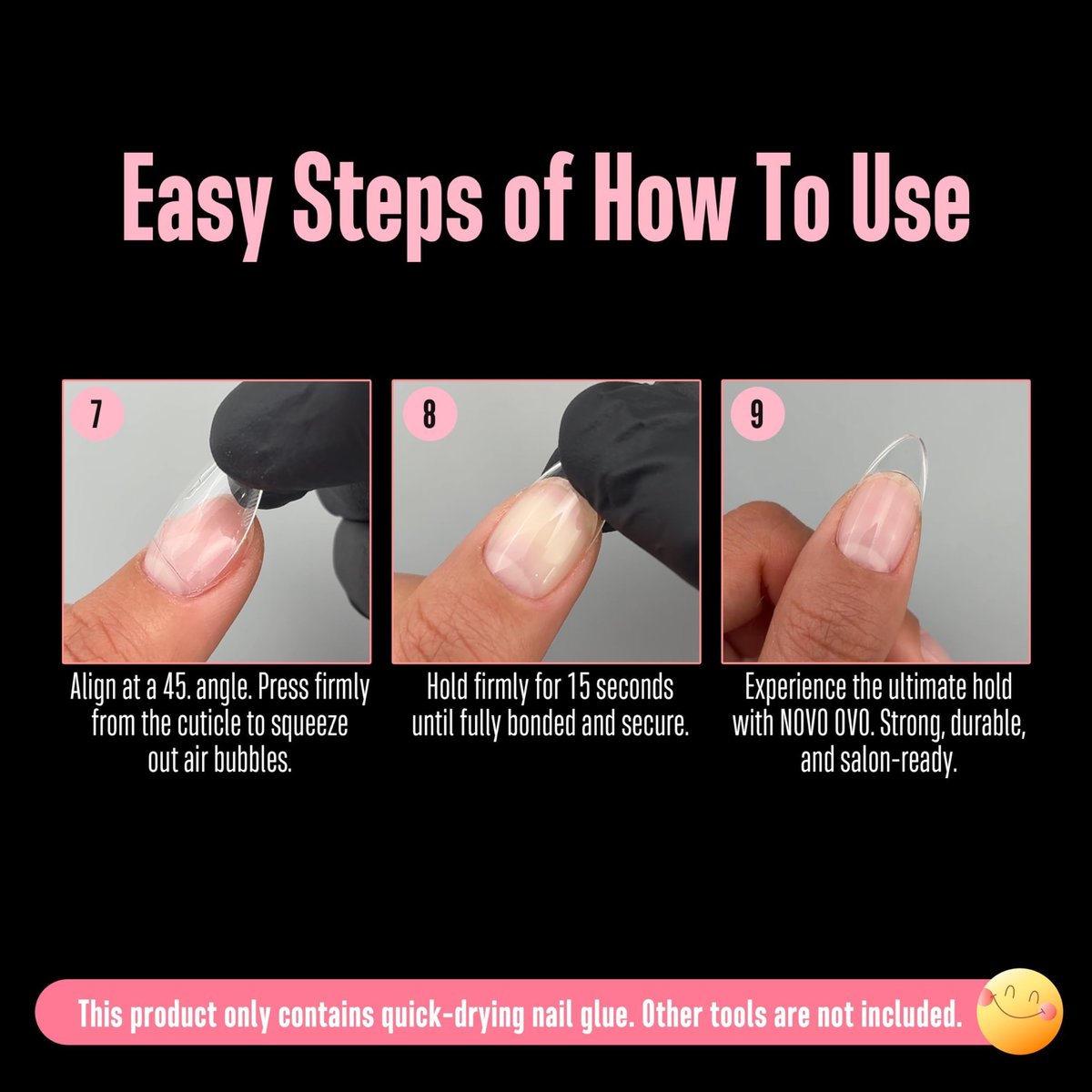 NOVO OVO Super Strong Nail Glue – 8ml Brush-On Adhesive for Press On Nails & False Tips, TPO & Hema Free, Quick Dry & Long Lasting - görsel 11