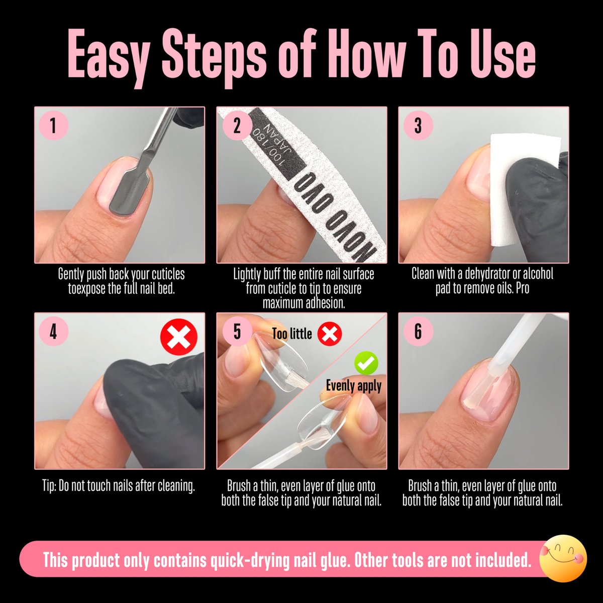 NOVO OVO Super Strong Nail Glue – 8ml Brush-On Adhesive for Press On Nails & False Tips, TPO & Hema Free, Quick Dry & Long Lasting - görsel 9