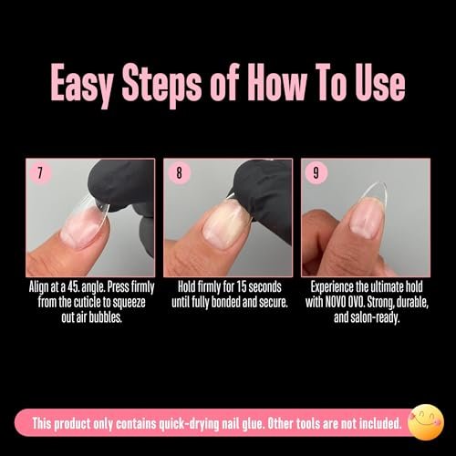 NOVO OVO Super Strong Nail Glue – 8ml Brush-On Adhesive for Press On Nails & False Tips, TPO & Hema Free, Quick Dry & Long Lasting - görsel 12