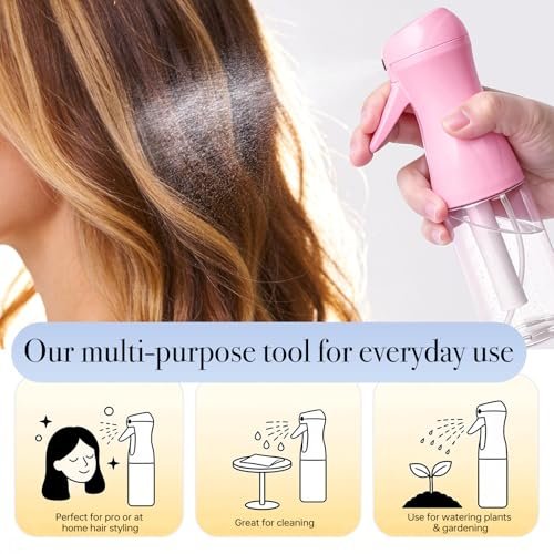 RMNJPW 3-Pack Continuous Spray Bottles for Hair, Plants, Cleaning & Skincare - Ultra Fine Mist 200ml (Blue, Pink, Clear) - görsel 12