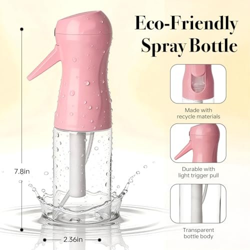 RMNJPW 3-Pack Continuous Spray Bottles for Hair, Plants, Cleaning & Skincare - Ultra Fine Mist 200ml (Blue, Pink, Clear) - görsel 4
