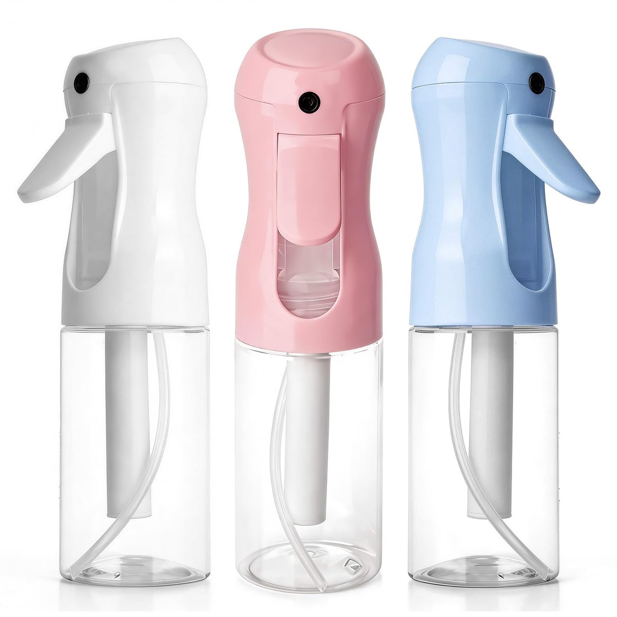 RMNJPW 3-Pack Continuous Spray Bottles for Hair, Plants, Cleaning & Skincare - Ultra Fine Mist 200ml (Blue, Pink, Clear) - görsel 1