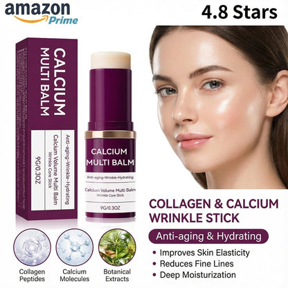 JIAZAWA All-in-One Moisturizing Balm Stick with Calcium & Collagen – Anti-Aging Skin Repair for Face, Eyes, Lips, Neck – Hydrating Portable Skincare, 2-Pack