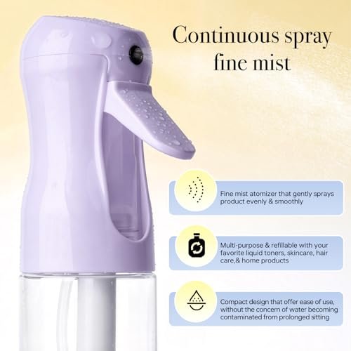 RMNJPW 3-Pack Continuous Spray Bottles for Hair Styling, Plants, Cleaning, and Misting - 200ml (Green, Pink, Purple) - görsel 8
