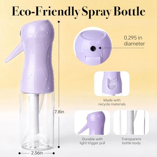 RMNJPW 3-Pack Continuous Spray Bottles for Hair Styling, Plants, Cleaning, and Misting - 200ml (Green, Pink, Purple) - görsel 6