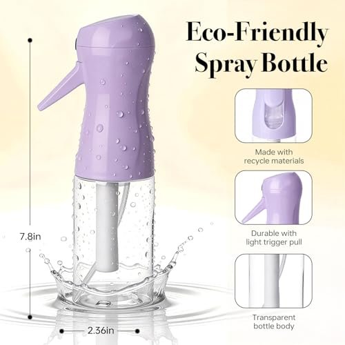 RMNJPW 3-Pack Continuous Spray Bottles for Hair Styling, Plants, Cleaning, and Misting - 200ml (Green, Pink, Purple) - görsel 4