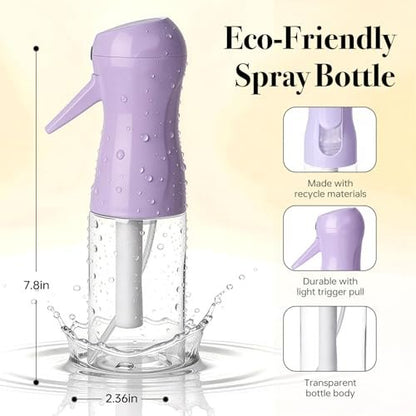 RMNJPW 3-Pack Continuous Spray Bottles for Hair Styling, Plants, Cleaning, and Misting - 200ml (Green, Pink, Purple)