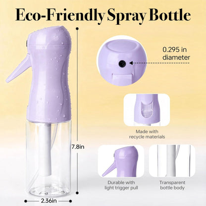 RMNJPW 3-Pack Continuous Spray Bottles for Hair Styling, Plants, Cleaning, and Misting - 200ml (Green, Pink, Purple)