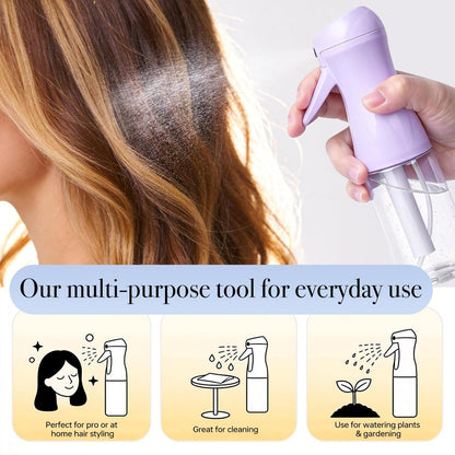 RMNJPW 3-Pack Continuous Spray Bottles for Hair Styling, Plants, Cleaning, and Misting - 200ml (Green, Pink, Purple)
