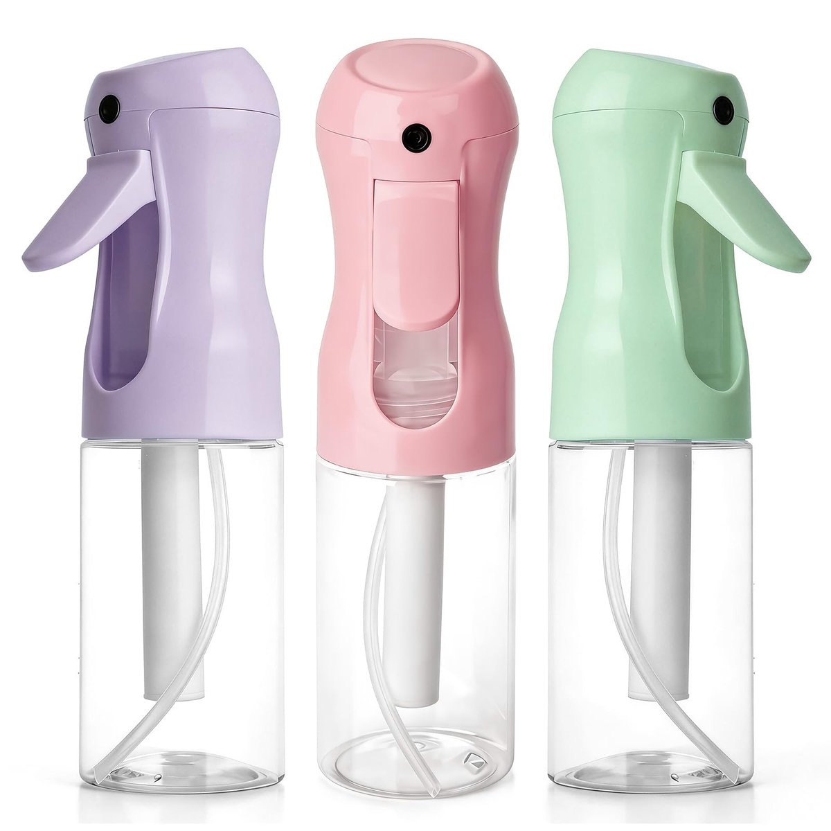 RMNJPW 3-Pack Continuous Spray Bottles for Hair Styling, Plants, Cleaning, and Misting - 200ml (Green, Pink, Purple) - görsel 1