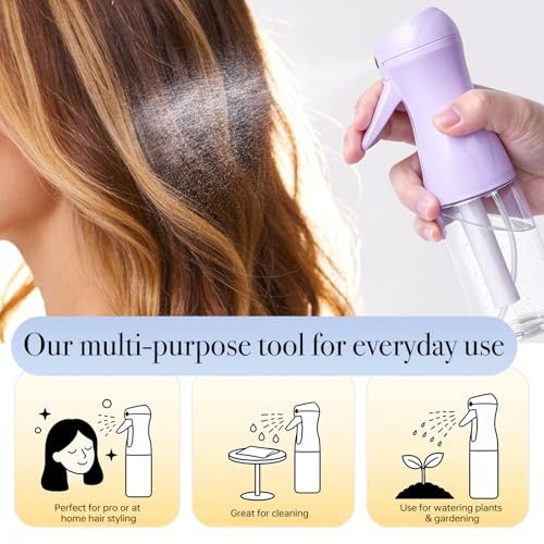 RMNJPW 3-Pack Continuous Spray Bottles for Hair Styling, Plants, Cleaning, and Misting - 200ml (Green, Pink, Purple) - görsel 12