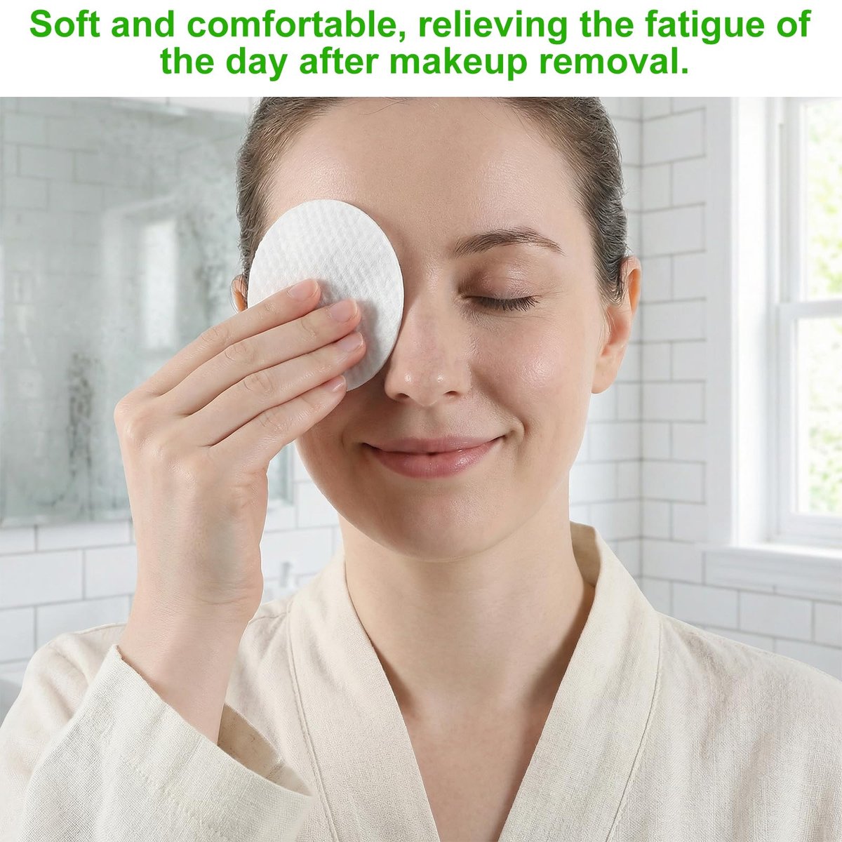 150 Large Oval Cotton Pads – Soft, Lint-Free, Dual-Sided Facial Pads for Makeup Removal, Skincare, and Toner Application - görsel 11