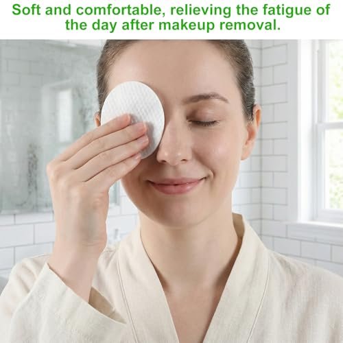 150 Large Oval Cotton Pads – Soft, Lint-Free, Dual-Sided Facial Pads for Makeup Removal, Skincare, and Toner Application - görsel 12