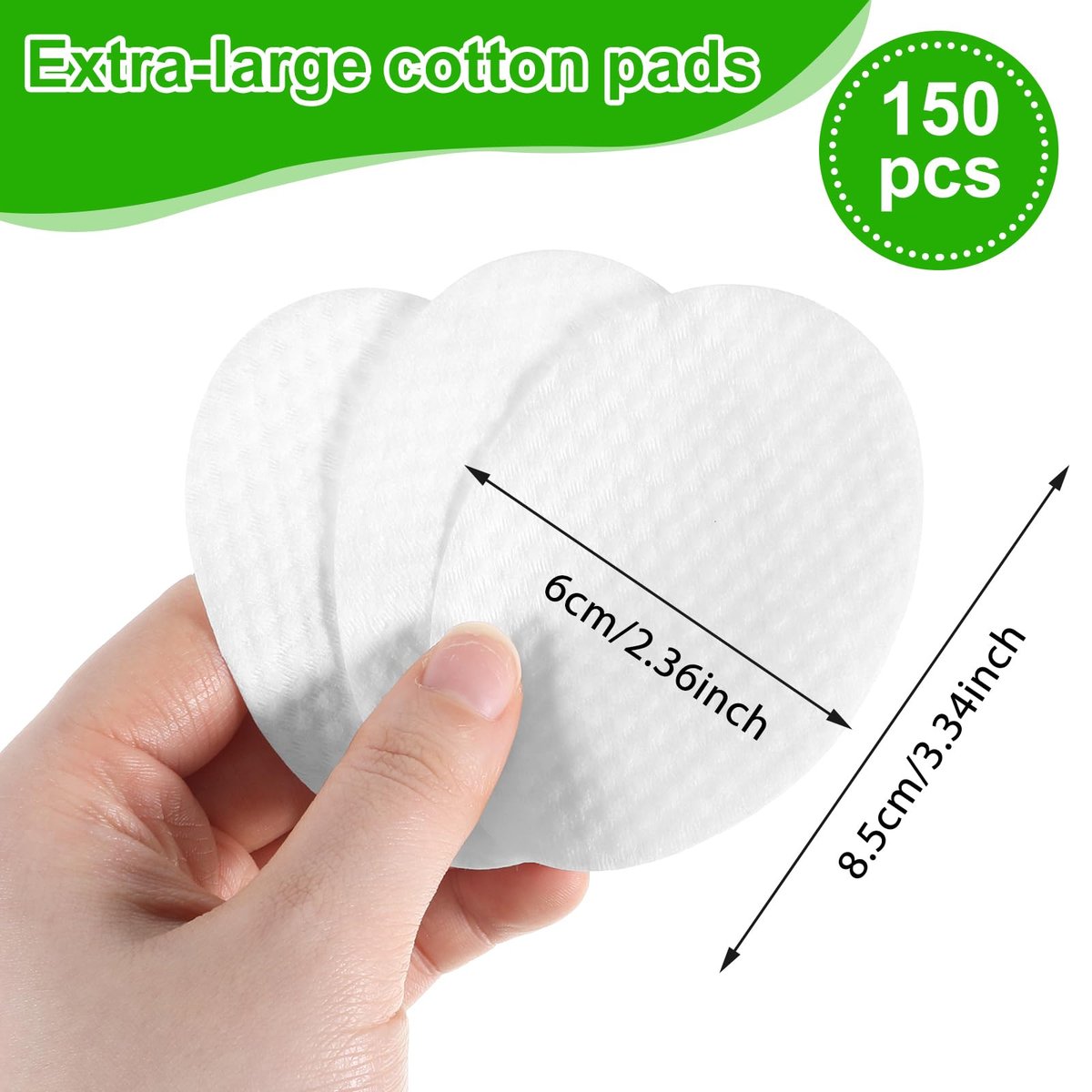 150 Large Oval Cotton Pads – Soft, Lint-Free, Dual-Sided Facial Pads for Makeup Removal, Skincare, and Toner Application - görsel 3