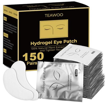 TEAWOO 150 Pairs Hydrogel Under Eye Patches for Eyelash Extension & Tinting – Infused with Natural Aloe Vera