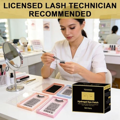 TEAWOO 150 Pairs Hydrogel Under Eye Patches for Eyelash Extension & Tinting – Infused with Natural Aloe Vera