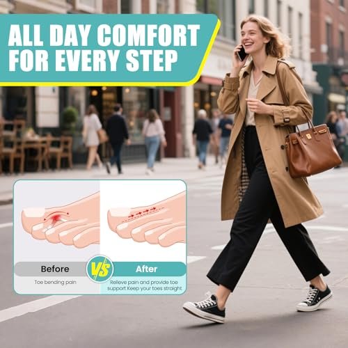 CEYOME Hammer Toe Straightener for Women & Men - 8 Pcs Gel Hammer Toe Corrector & Toe Splints for Curled, Crooked & Claw Toes - Soft Toe Straighteners Support in 3 Sizes (S/M/L, Blue) Avelisse