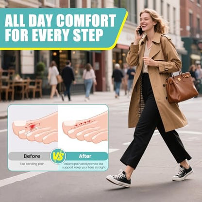 CEYOME Hammer Toe Straightener for Women & Men - 8 Pcs Gel Hammer Toe Corrector & Toe Splints for Curled, Crooked & Claw Toes - Soft Toe Straighteners Support in 3 Sizes (S/M/L, Blue) Avelisse