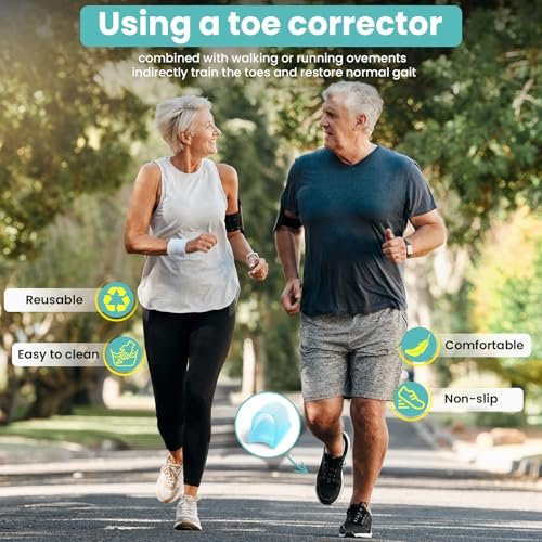 CEYOME Hammer Toe Straightener for Women & Men - 8 Pcs Gel Hammer Toe Corrector & Toe Splints for Curled, Crooked & Claw Toes - Soft Toe Straighteners Support in 3 Sizes (S/M/L, Blue) Avelisse