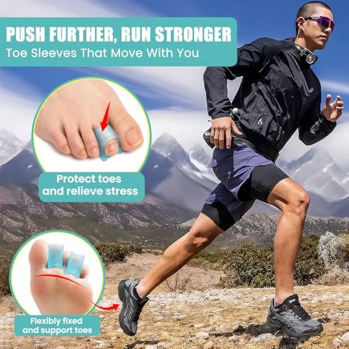CEYOME Hammer Toe Straightener for Women & Men - 8 Pcs Gel Hammer Toe Corrector & Toe Splints for Curled, Crooked & Claw Toes - Soft Toe Straighteners Support in 3 Sizes (S/M/L, Blue) Avelisse