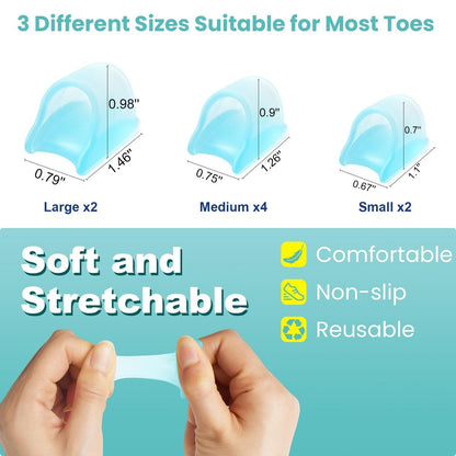 CEYOME Hammer Toe Straightener for Women & Men - 8 Pcs Gel Hammer Toe Corrector & Toe Splints for Curled, Crooked & Claw Toes - Soft Toe Straighteners Support in 3 Sizes (S/M/L, Blue) Avelisse
