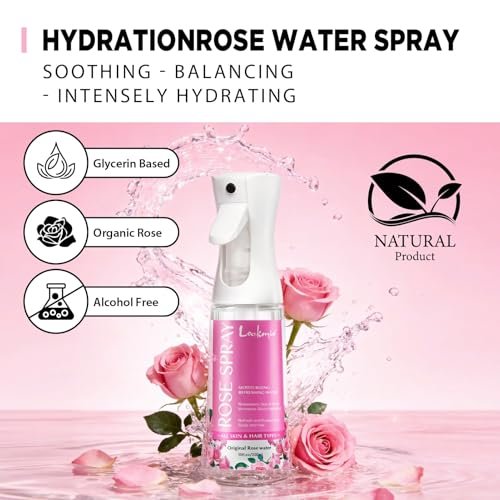 lockmio Rose Water Spray for Face & Hair - 10 Fl Oz Hydrating Face Mist for All Skin Types - Refreshing Rose Toner for Face, Skin & Hair Care, Alcohol-Free & Gentle Formula - görsel 7