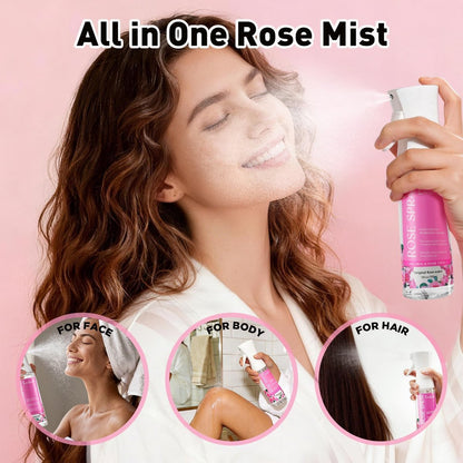 lockmio Rose Water Spray for Face & Hair - 10 Fl Oz Hydrating Face Mist for All Skin Types - Refreshing Rose Toner for Face, Skin & Hair Care, Alcohol-Free & Gentle Formula