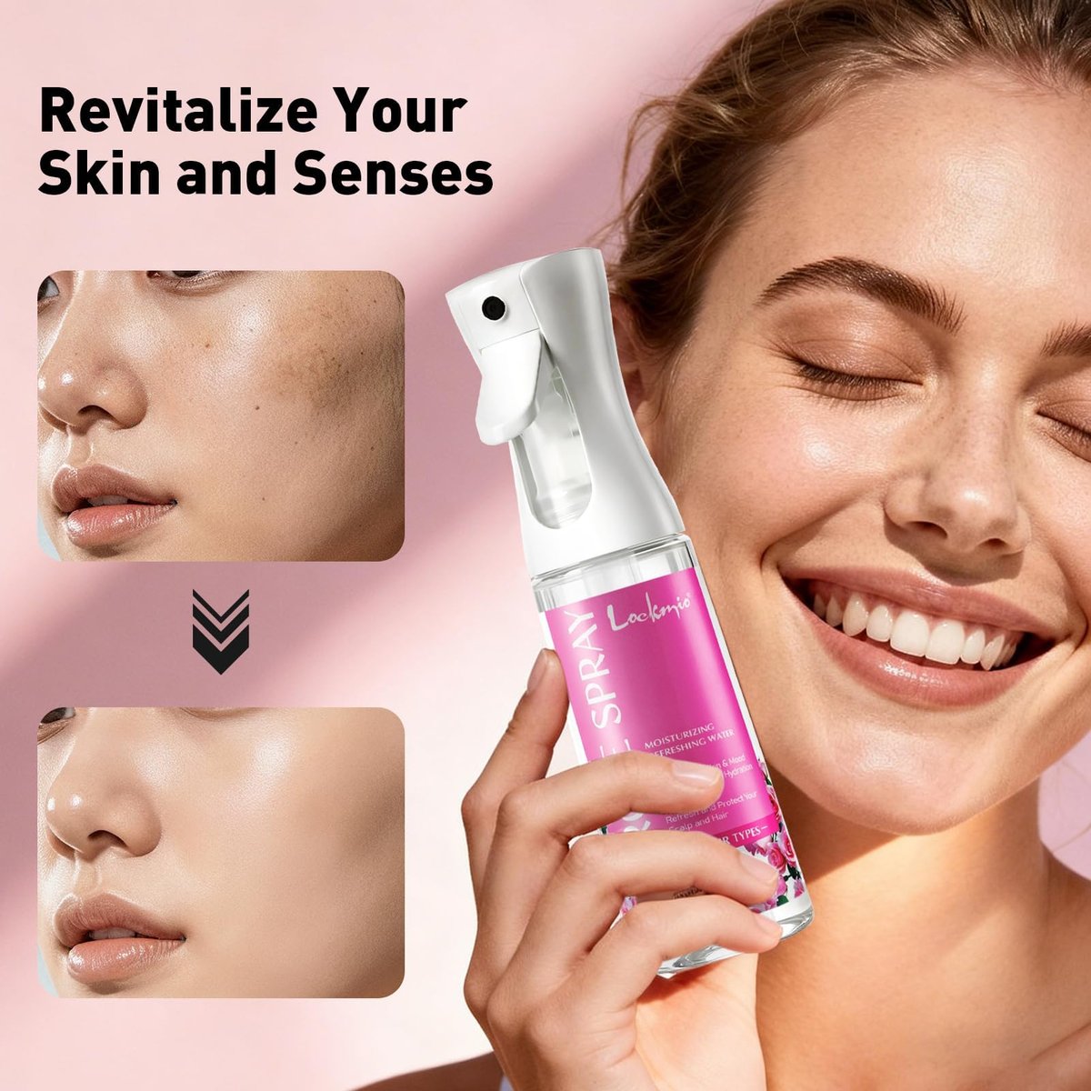 lockmio Rose Water Spray for Face & Hair - 10 Fl Oz Hydrating Face Mist for All Skin Types - Refreshing Rose Toner for Face, Skin & Hair Care, Alcohol-Free & Gentle Formula - görsel 12