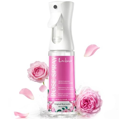 lockmio Rose Water Spray for Face & Hair - 10 Fl Oz Hydrating Face Mist for All Skin Types - Refreshing Rose Toner for Face, Skin & Hair Care, Alcohol-Free & Gentle Formula - görsel 1