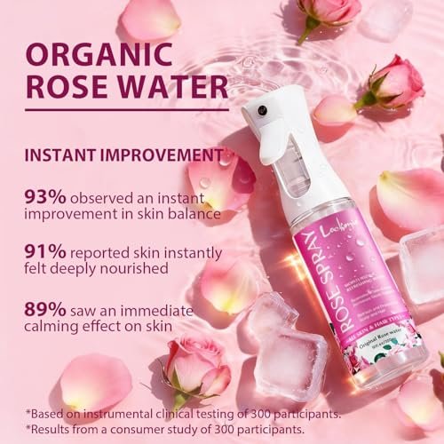lockmio Rose Water Spray for Face & Hair - 10 Fl Oz Hydrating Face Mist for All Skin Types - Refreshing Rose Toner for Face, Skin & Hair Care, Alcohol-Free & Gentle Formula - görsel 5