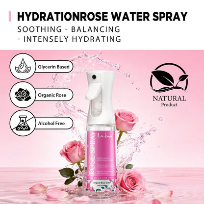 lockmio Rose Water Spray for Face & Hair - 10 Fl Oz Hydrating Face Mist for All Skin Types - Refreshing Rose Toner for Face, Skin & Hair Care, Alcohol-Free & Gentle Formula