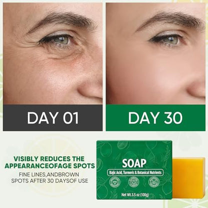 LustraBloom Soul Soap - Turmeric Lemon Soap Bar for Nourishing & Clarifying Skin (2-Pack, 0.5 oz Each)