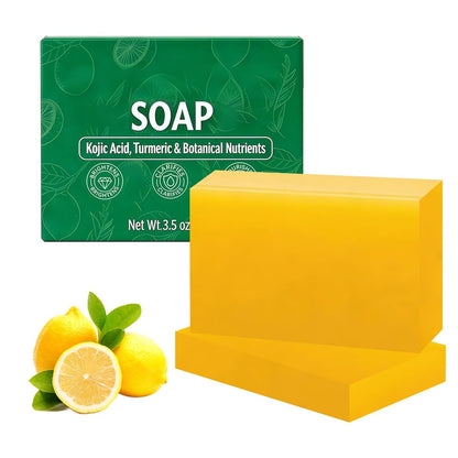 LustraBloom Soul Soap - Turmeric Lemon Soap Bar for Nourishing & Clarifying Skin (2-Pack, 0.5 oz Each)