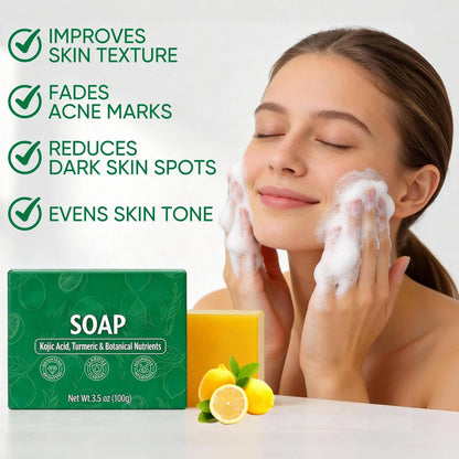 LustraBloom Soul Soap - Turmeric Lemon Soap Bar for Nourishing & Clarifying Skin (2-Pack, 0.5 oz Each)