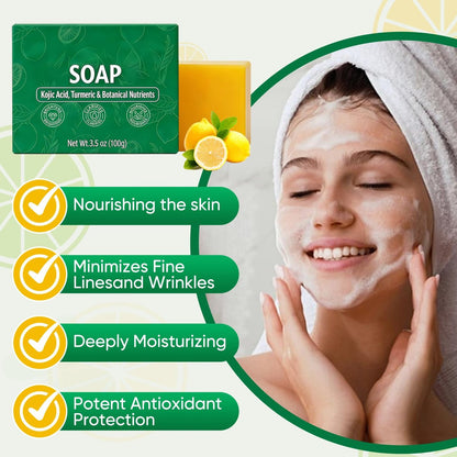 LustraBloom Soul Soap - Turmeric Lemon Soap Bar for Nourishing & Clarifying Skin (2-Pack, 0.5 oz Each)