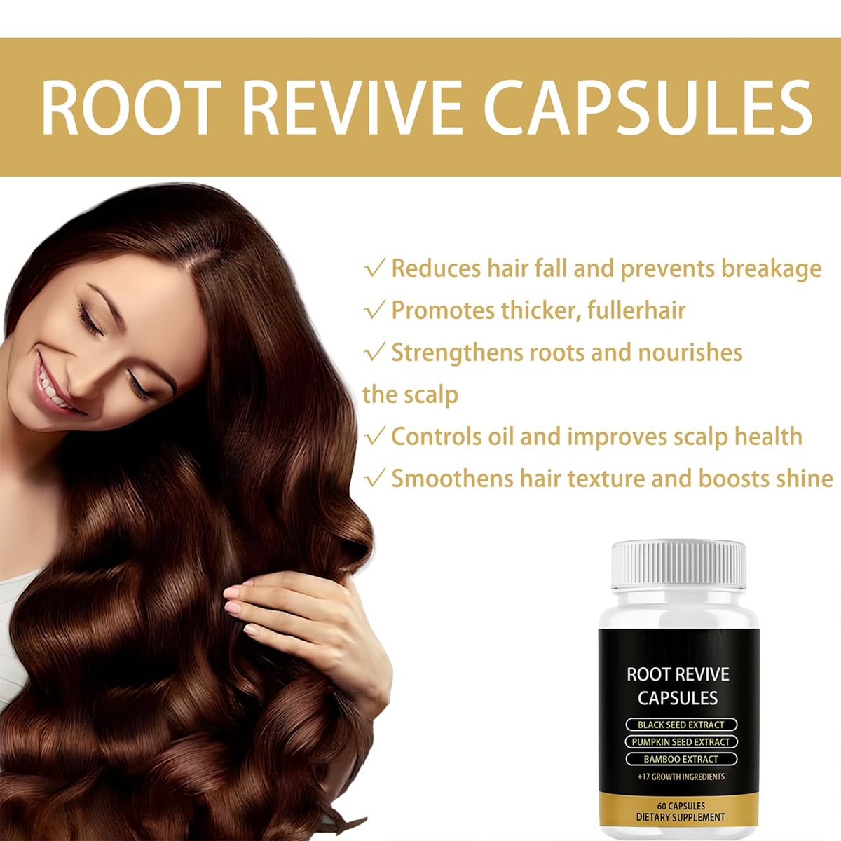 Lumin Root Revive Capsules for Hair Growth – Nourish Thinning Hair & Boost Thickness with Black Seed Extract, Biotin, Bamboo Extract, Saw Palmetto & 17 Growth Ingredients, 60 Count Avelisse