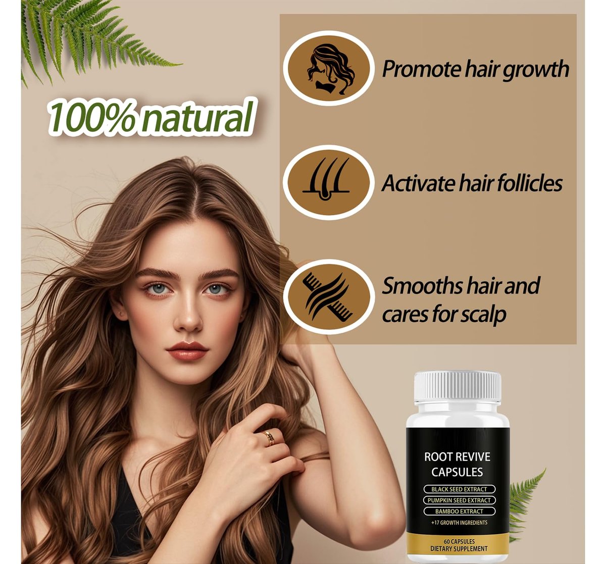 Lumin Root Revive Capsules for Hair Growth – Nourish Thinning Hair & Boost Thickness with Black Seed Extract, Biotin, Bamboo Extract, Saw Palmetto & 17 Growth Ingredients, 60 Count Avelisse