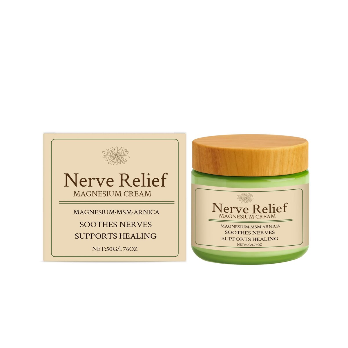 CleJoy Nerve Relief Magnesium Cream with MSM & Arnica – Soothes Nerves & Daily Soothing Support, 50g/1.76oz Avelisse