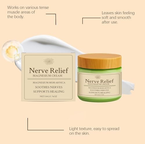 CleJoy Nerve Relief Magnesium Cream with MSM & Arnica – Soothes Nerves & Daily Soothing Support, 50g/1.76oz Avelisse