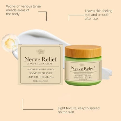 CleJoy Nerve Relief Magnesium Cream with MSM & Arnica – Soothes Nerves & Daily Soothing Support, 50g/1.76oz Avelisse