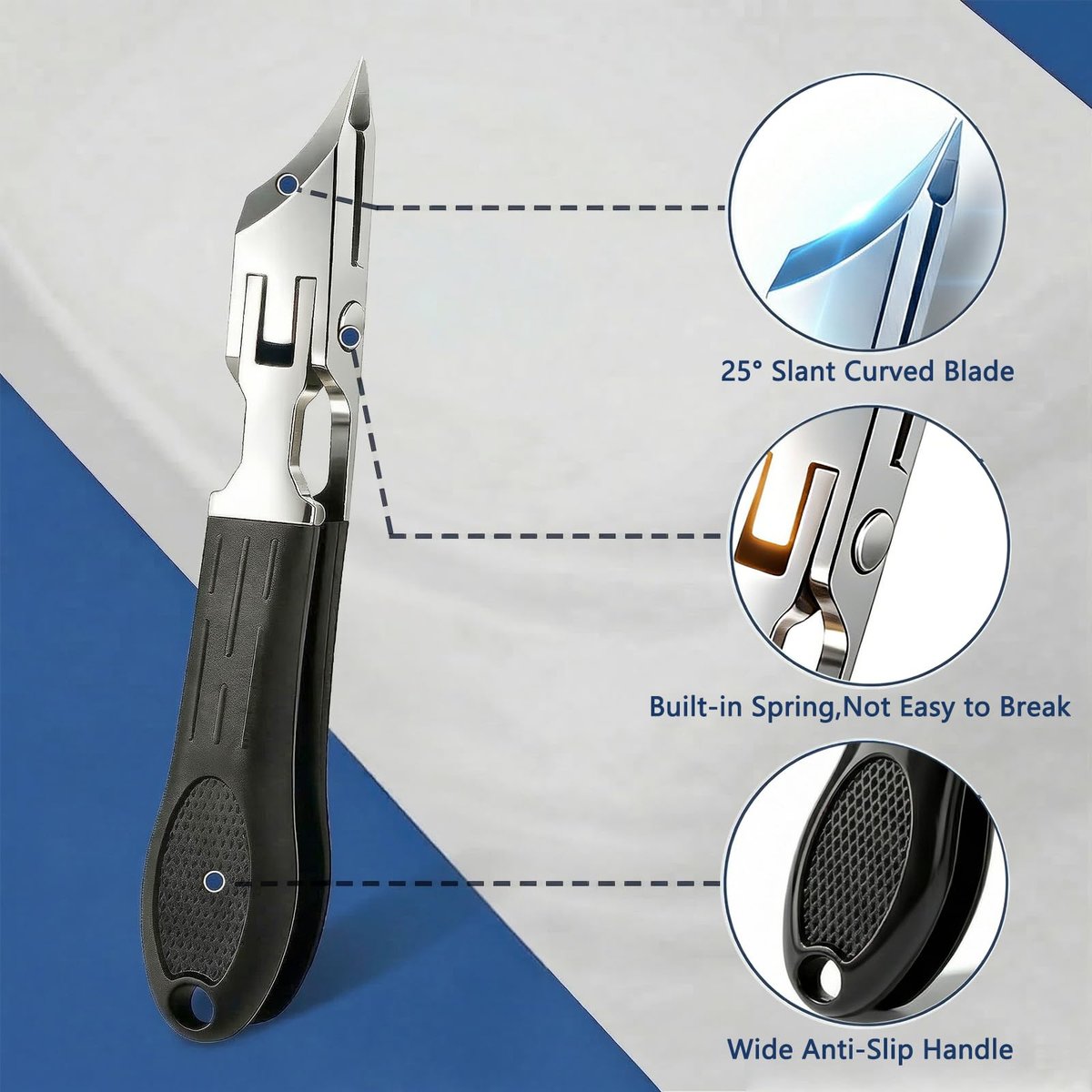 Eagle Beak Slanted Toenail Clippers for Seniors & Thick Toenails – Heavy Duty Stainless Steel Angled Head Set for Ingrown Nails - görsel 11