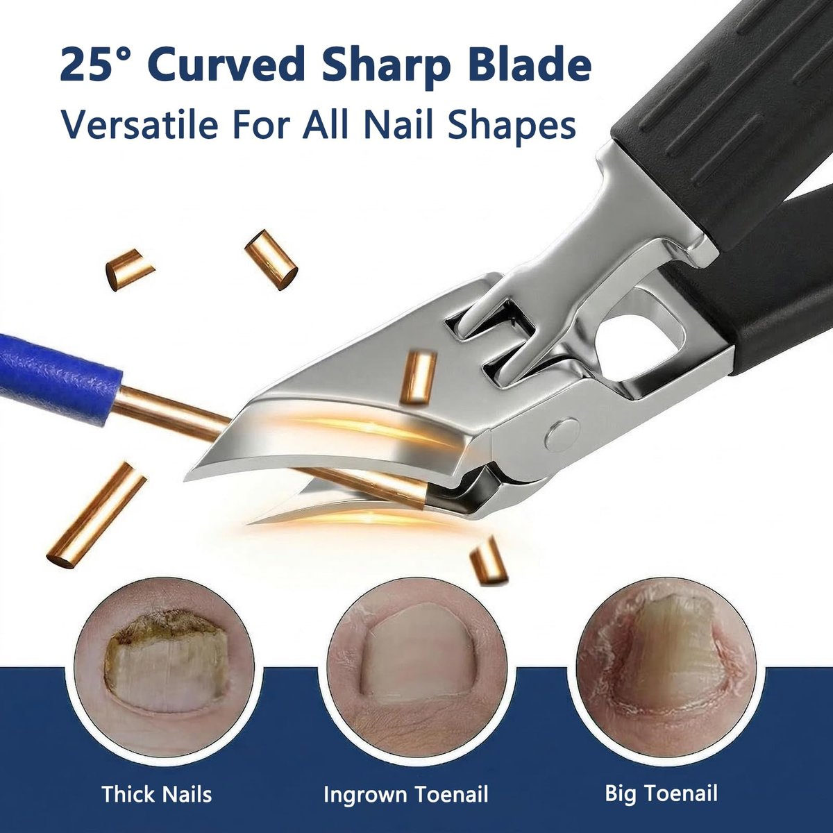 Eagle Beak Slanted Toenail Clippers for Seniors & Thick Toenails – Heavy Duty Stainless Steel Angled Head Set for Ingrown Nails - görsel 3