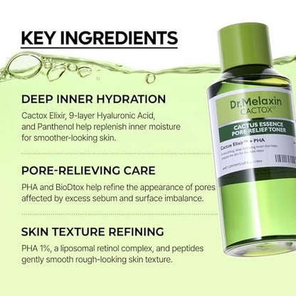 Dr.Melaxin Cactox Cactus Essence Pore Relief Toner 150ml – Hydrating & Soothing Facial Toner for Sensitive Skin, Barrier Care, Gentle Pore Care Avelisse